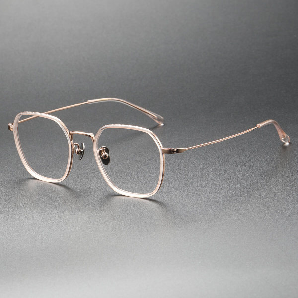 Acetate & Titanium Eyeglasses LE0186_Pink & Rose Gold