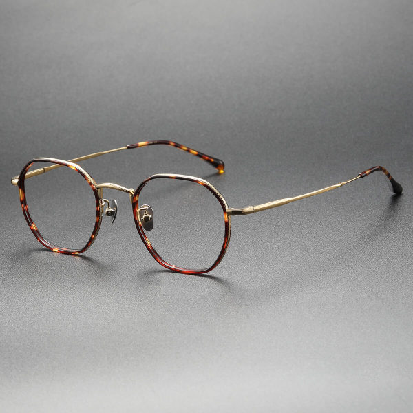Acetate & Titanium Eyeglasses LE0183_Gold & Tortoise