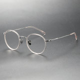 Acetate & Titanium Eyeglasses LE0185_Pink & Silver