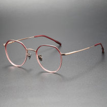 Acetate & Titanium Eyeglasses LE0182_Red & Rose Gold