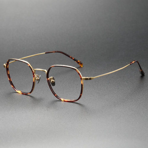 Acetate & Titanium Eyeglasses LE0186_Gold & Tortoise