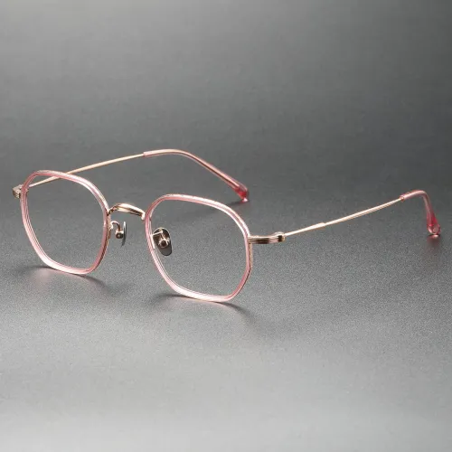 Acetate & Titanium Eyeglasses LE0184_Pink & Gold