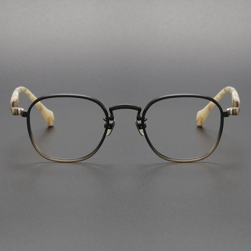 Acetate & Titanium Eyeglasses LE0166_Black & Gold