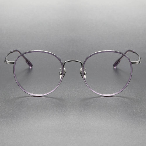 Acetate & Titanium Eyeglasses LE0185_Gunmetal & Purple