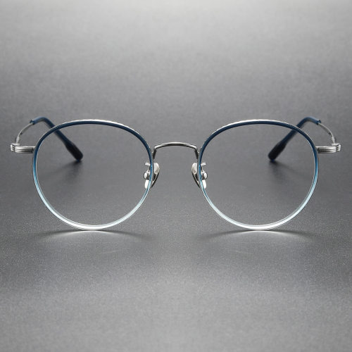 Acetate & Titanium Eyeglasses LE0185_Blue & Silver