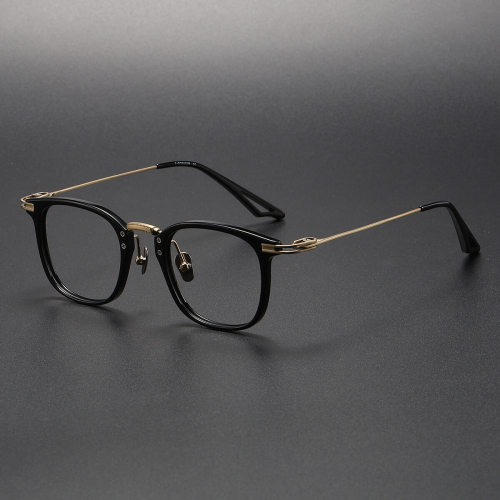 Acetate & Titanium Eyeglasses LE0168_Black & Gold