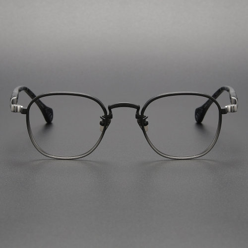 Acetate & Titanium Eyeglasses LE0166_Black & Silver