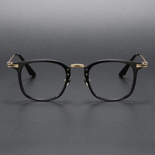 Acetate & Titanium Eyeglasses LE0168_Black & Gold
