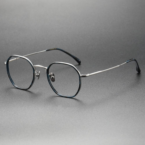 Acetate & Titanium Eyeglasses LE0183_Blue & Silver