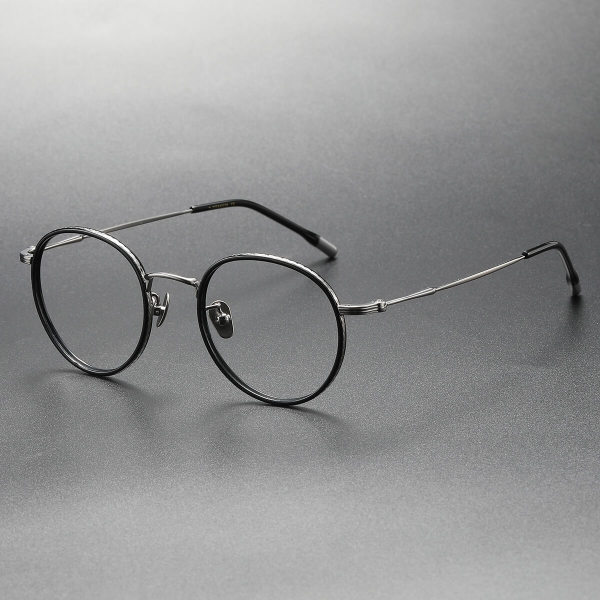 Acetate & Titanium Eyeglasses LE0185_Gunmetal & Black