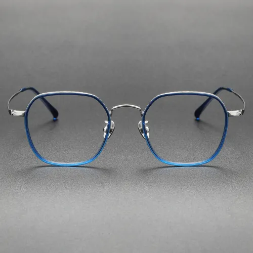 Acetate & Titanium Eyeglasses LE0186_Blue & Silver