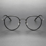 Acetate & Titanium Eyeglasses LE0185_Gunmetal & Black