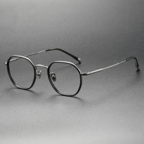 Acetate & Titanium Eyeglasses LE0183_Gunmetal & Black