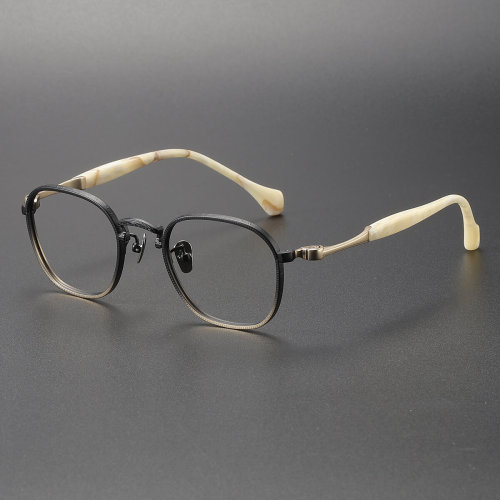 Acetate & Titanium Eyeglasses LE0166_Black & Gold
