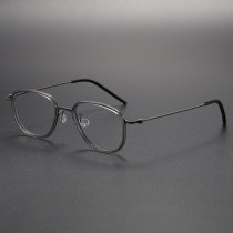 Acetate & Titanium Eyeglasses LE0091_Gunmetal & Gray