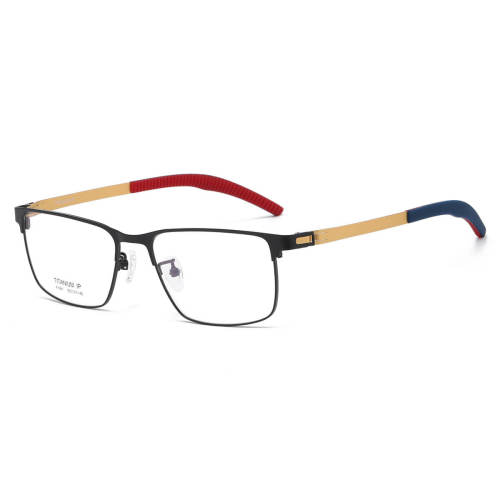 Stainless Steel Eyeglasses LE0055_Black & Gold