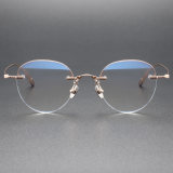 Rimless Titanium Eyeglasses LE0112_Rose Gold