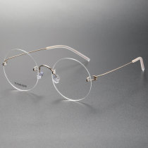 Rimless Titanium Eyeglasses LE0071_Gold