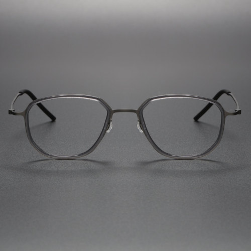 Acetate & Titanium Eyeglasses LE0091_Gunmetal & Gray