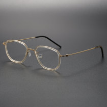 Acetate & Titanium Eyeglasses LE0091_Pink & Gold