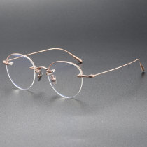 Rimless Titanium Eyeglasses LE0112_Rose Gold