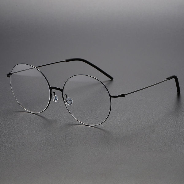 Round Titanium Glasses LE1175_Black