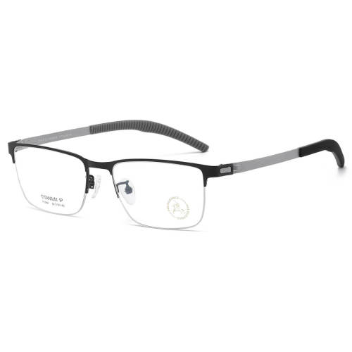 Stainless Steel Eyeglasses LE0054_Black & Silver