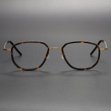 Acetate & Titanium Eyeglasses LE0091_Tortoise & Gold