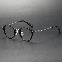 Acetate & Titanium Eyeglasses LE0058_Black & Silver