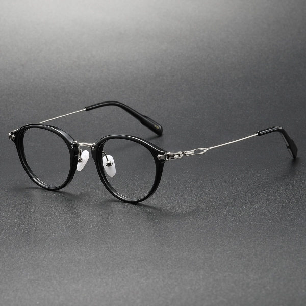 Acetate & Titanium Eyeglasses LE0058_Black & Silver