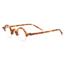 Half Rimmed Acetate Glasses LE0775_Brown Half Rimmed Acetate Glasses LE0775_Brown