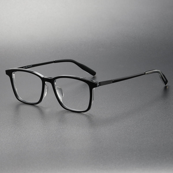 Acetate & Titanium Eyeglasses LE0233_Black On The Outside - Transparent On The Inside