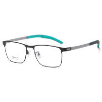 Rectangle Titanium Eyeglasses Frame LE0052_Green - Silver