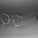 Rimless Glasses LE0072: Sleek Black Titanium Design, Ultra-Light & Allergy-Free