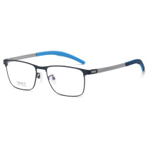 Rectangle Titanium Eyeglasses Frame LE0052_Blue & Silver