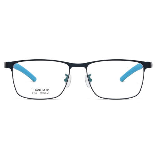 Rectangle Titanium Eyeglasses Frame LE0052_Blue & Silver