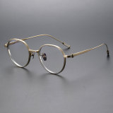 Round Titanium Glasses LE1115_Gold