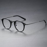 Round Acetate & Titanium Glasses LE1137_Black