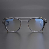Square Titanium Glasses LE1276_Silver & Black Front View