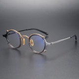 Round Titanium Glasses LE1265_Gold & Silver