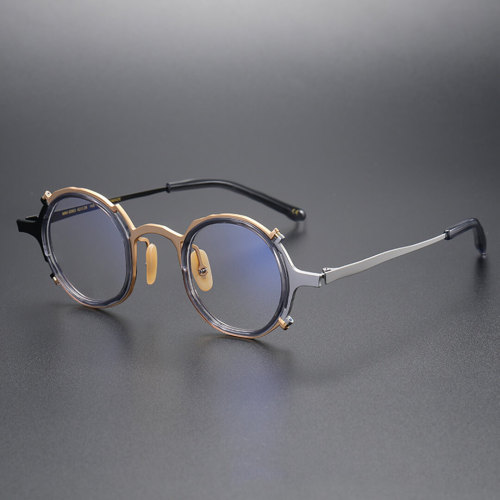 Round Titanium Glasses LE1265_Gold & Silver