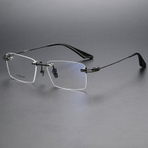Rimless Titanium Glasses LE1209_Black Rimless Titanium Glasses LE1209_Black