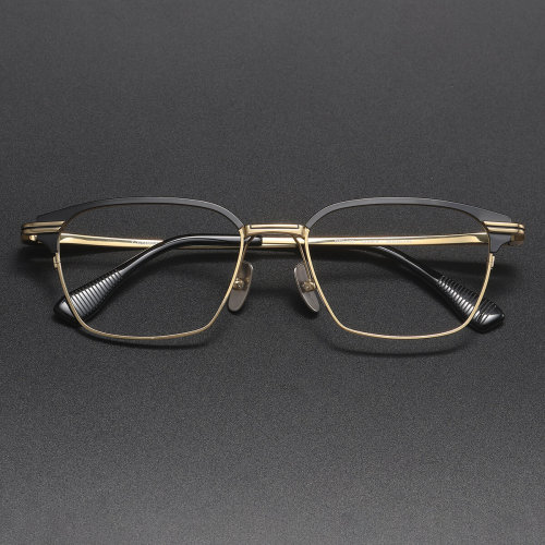 Browline Titanium Glasses LE1179_Black & Gold