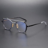Square Titanium Glasses LE1276_Silver & Black