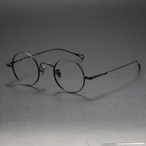 Round Titanium Glasses LE1178_Black Round Titanium Glasses LE1178_Black