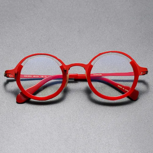 Round Titanium Glasses LE1205_Red