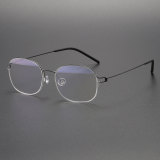 Oval Titanium Glasses LE1152_Black & Silver