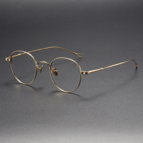 Round Titanium Glasses LE1244_Gold