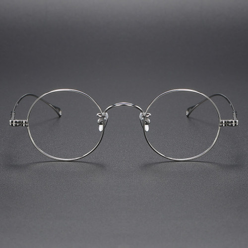 Round Titanium Glasses LE1178_Silver