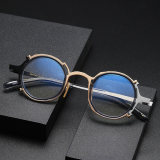 Round Titanium Glasses LE1265_Gold & Silver